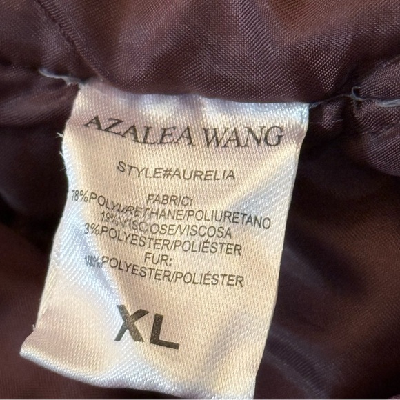 Azalea Wang Aurelia Faux Leather Moto Jacket XL Burgundy Faux Fur Collar NWT - Picture 4 of 16